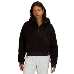 Lululemon textured fleece 1/2 hoodie black womens‎ sz 8